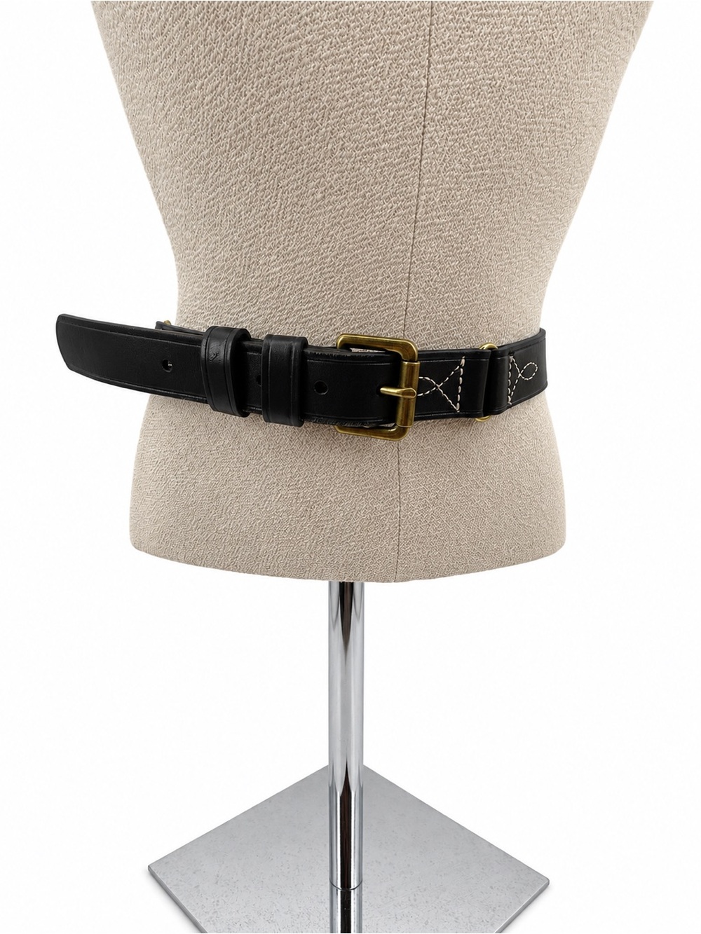 Banana Republic Black Leather Belt XL Brass Buckle Classic Preppy Western